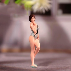 Miniatures 1/64 1/43 1/87 Scale Seaside Beach Bikini Beauty Scene Action Figure Model Creative Prop Display Collection Decor for Cars Vehicles (Painted, 1/64 Scale)