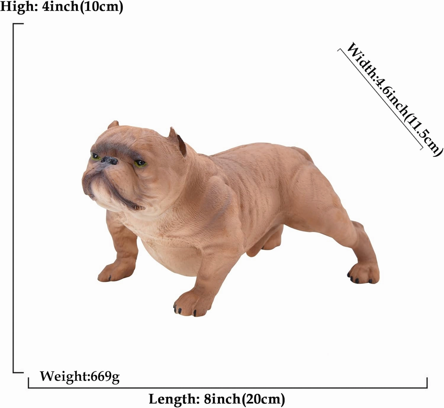 MODEBESO® Realistic Animal Figures, American Bully Pitbull Figurines,8 inch Large Size,Hand Painting Dog Figures,Educational Toy,Cake Toppers Christmas Birthday Gift for Kids Todllers (Yellow)