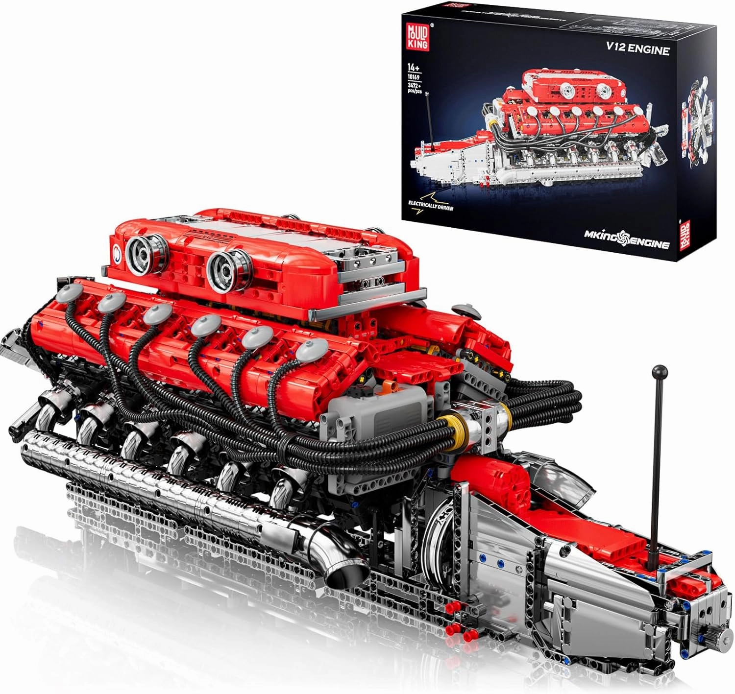 Mould King V12 Engine Building Sets, V8 Model Engine Kit for Adults, Mini Engine Scale Model with Motor, 10169 STEM DIY Building Kits That Works, Blocks Toys for Boys Kids Aged 14  (3472 Pieces)