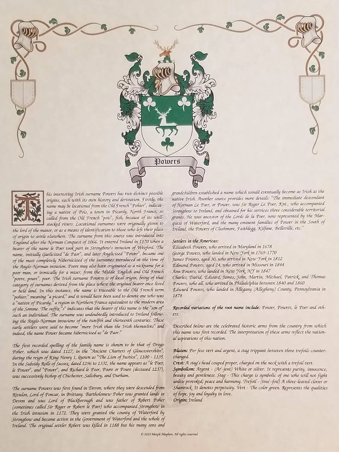 Mr Sweets Krell Coat of Arms, Crest & History 8.5x11 Print - Name Meaning, Genealogy, Family Tree Aid, Ancestry, Ancestors, Namesakes - Surname Origin: Austrian Austria