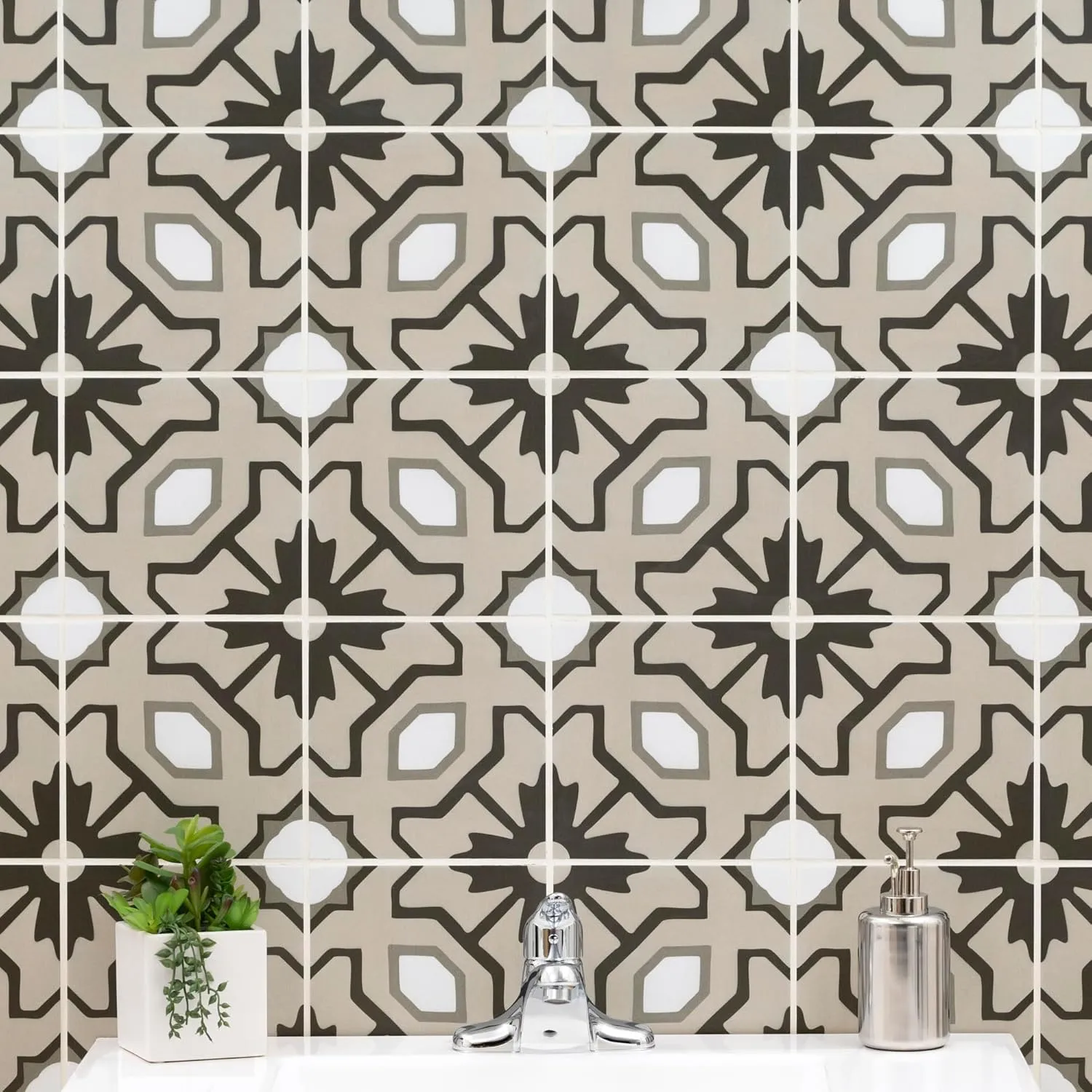 MSI Tahari 8 in. x 8 in. Encaustic Matte Porcelain Floor and Wall Tile for Bathroom, Kitchen Backsplash, Accent Wall, and Shower