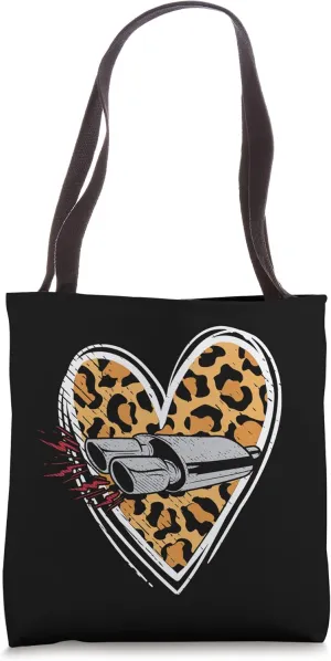 Muffler Love Auto Enthusiast Guy Car Exhaust Leopard Heart Tote Bag