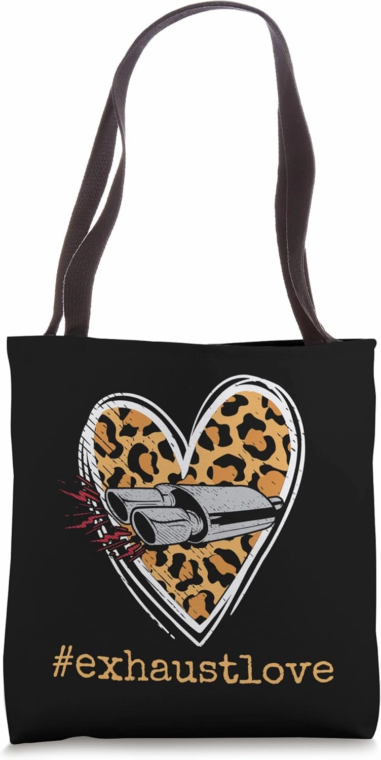 Muffler Love Auto Enthusiast Guy Car Exhaust Leopard Heart Tote Bag
