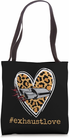 Muffler Love Auto Enthusiast Guy Car Exhaust Leopard Heart Tote Bag