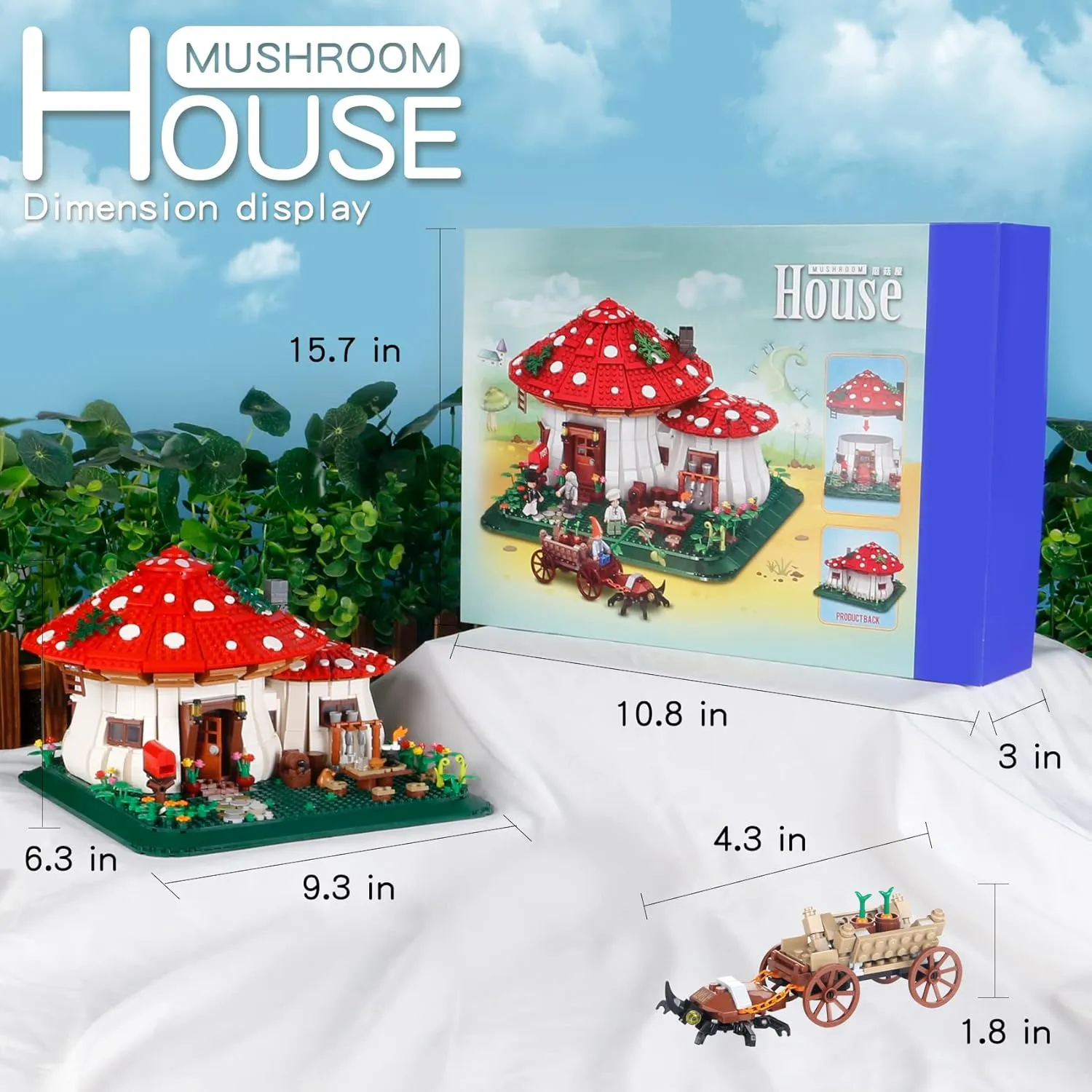 Mushroom House Building Blocks Sets(2233PCS),Creative Ideals Treehouse Building Blocks, Best Gift for 6  Boys, Girls or Adults