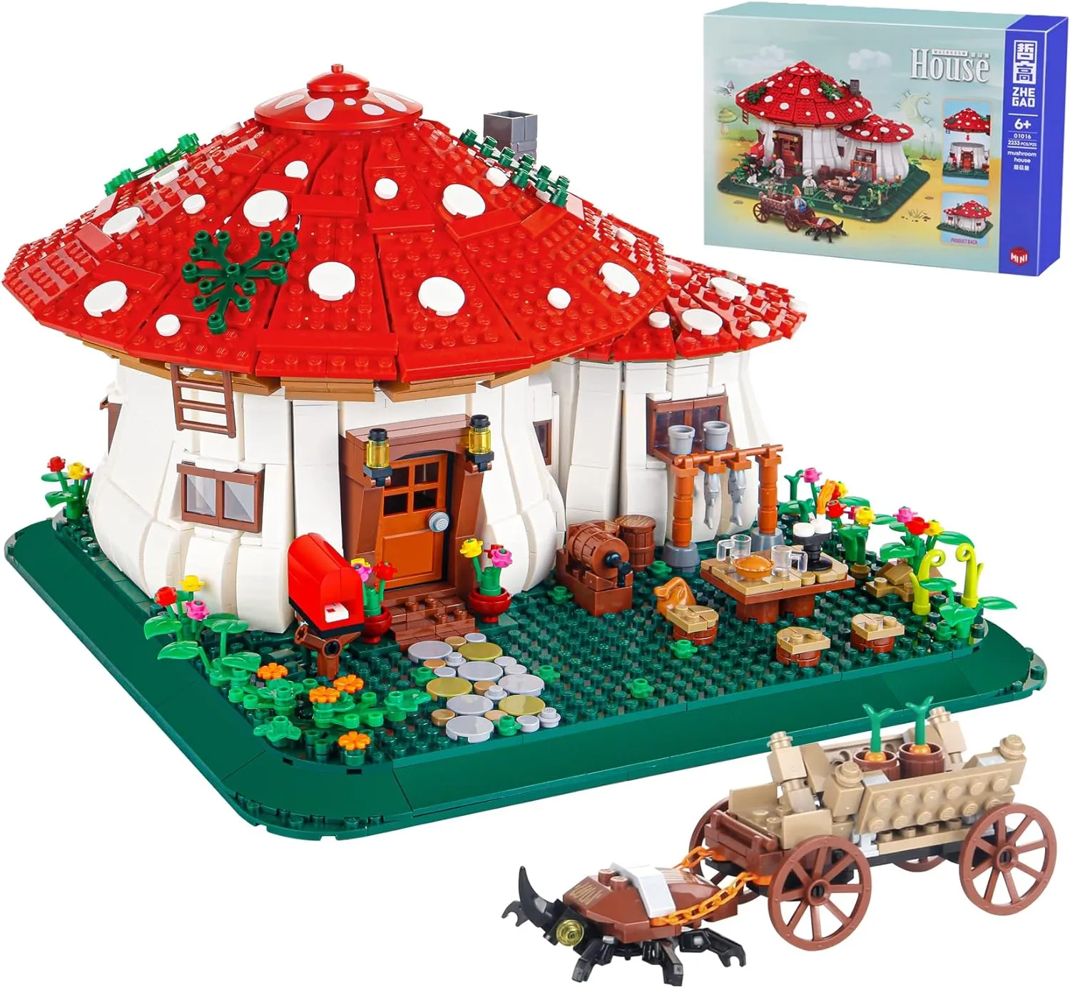 Mushroom House Building Blocks Sets(2233PCS),Creative Ideals Treehouse Building Blocks, Best Gift for 6  Boys, Girls or Adults