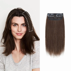 MY-LADY Mini Clip in Hairpieces Short Remy Human Hair Two Pieces Adding Hair Volume Fluffy Natural Cushion High Hair Extensions for Women with Thinning Hair 8 Inch #04 Medium Brown