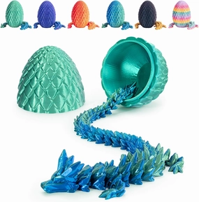 Mydethun 3D Printed Dragon Egg with Dragon Inside - Unique Executive Toy for Office Decor and Kids' Concentration; Green Egg