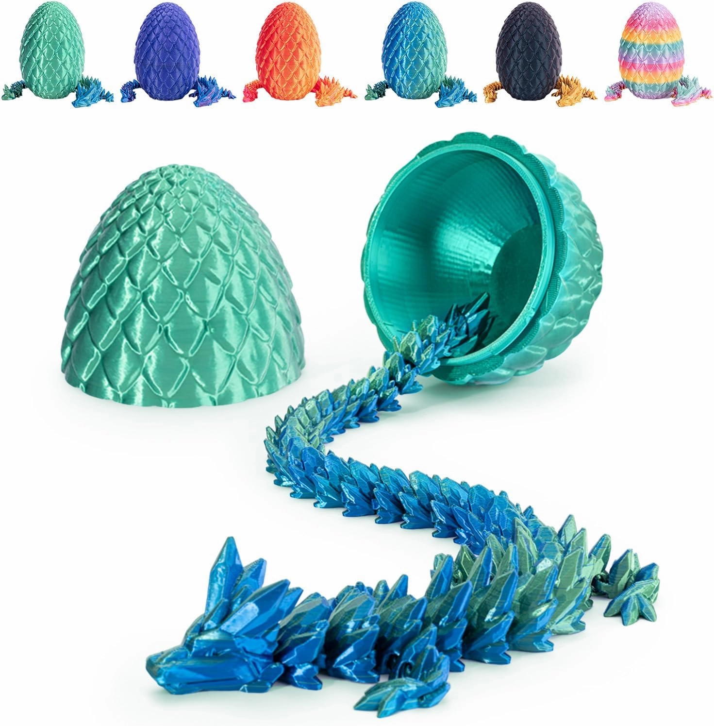 Mydethun 3D Printed Dragon Egg with Dragon Inside - Unique Executive Toy for Office Decor and Kids' Concentration; Green Egg
