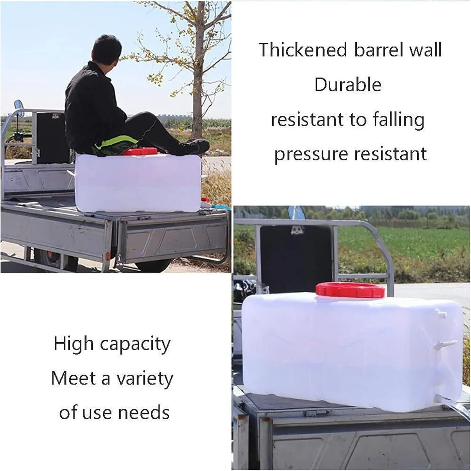 NAKAN Large Portable Water Container Plastics Water Container with Screw Cap Emergency Cube Water Carrier with Valve and Water Pipe for Outdoors Hiking Hurricane Emergency(Size:145L)