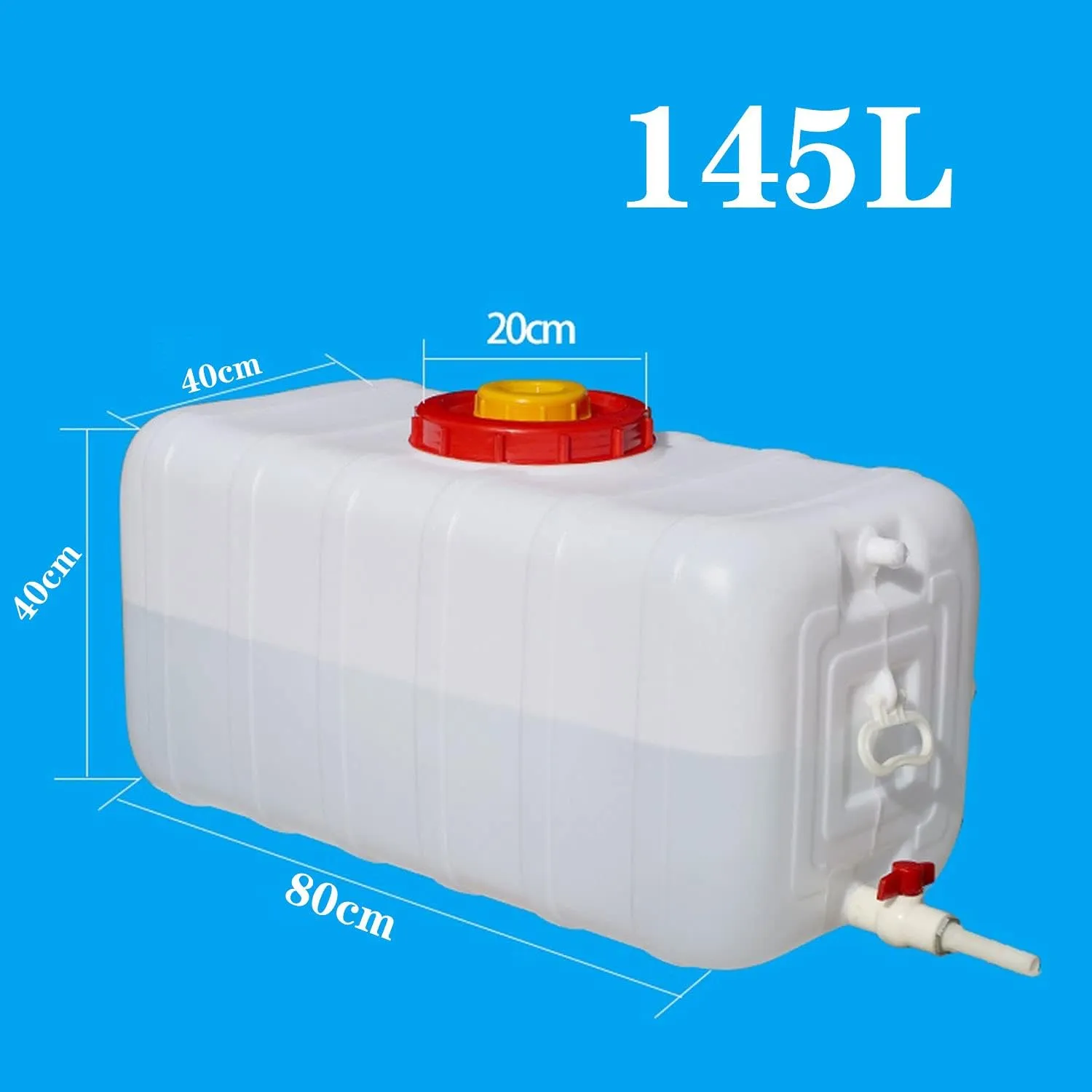 NAKAN Large Portable Water Container Plastics Water Container with Screw Cap Emergency Cube Water Carrier with Valve and Water Pipe for Outdoors Hiking Hurricane Emergency(Size:145L)