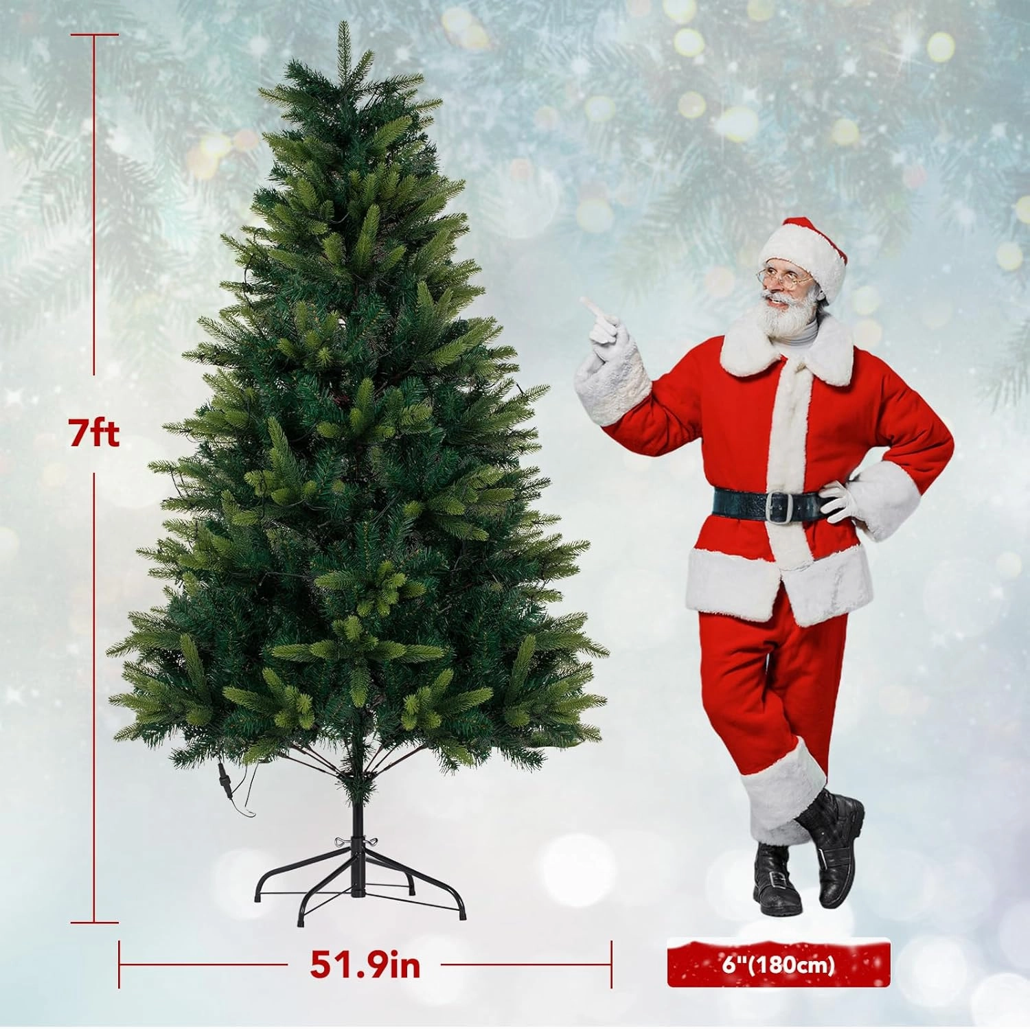 NALONE 7FT Pre-Lit Christmas Tree with Remote Control and Timer, Artificial Gradient Green Christmas Tree with 623 Tips, 400 Warm White/Multi-Color Lights, 9 Lighting Modes(Green Gradient Tree, 7 FT)