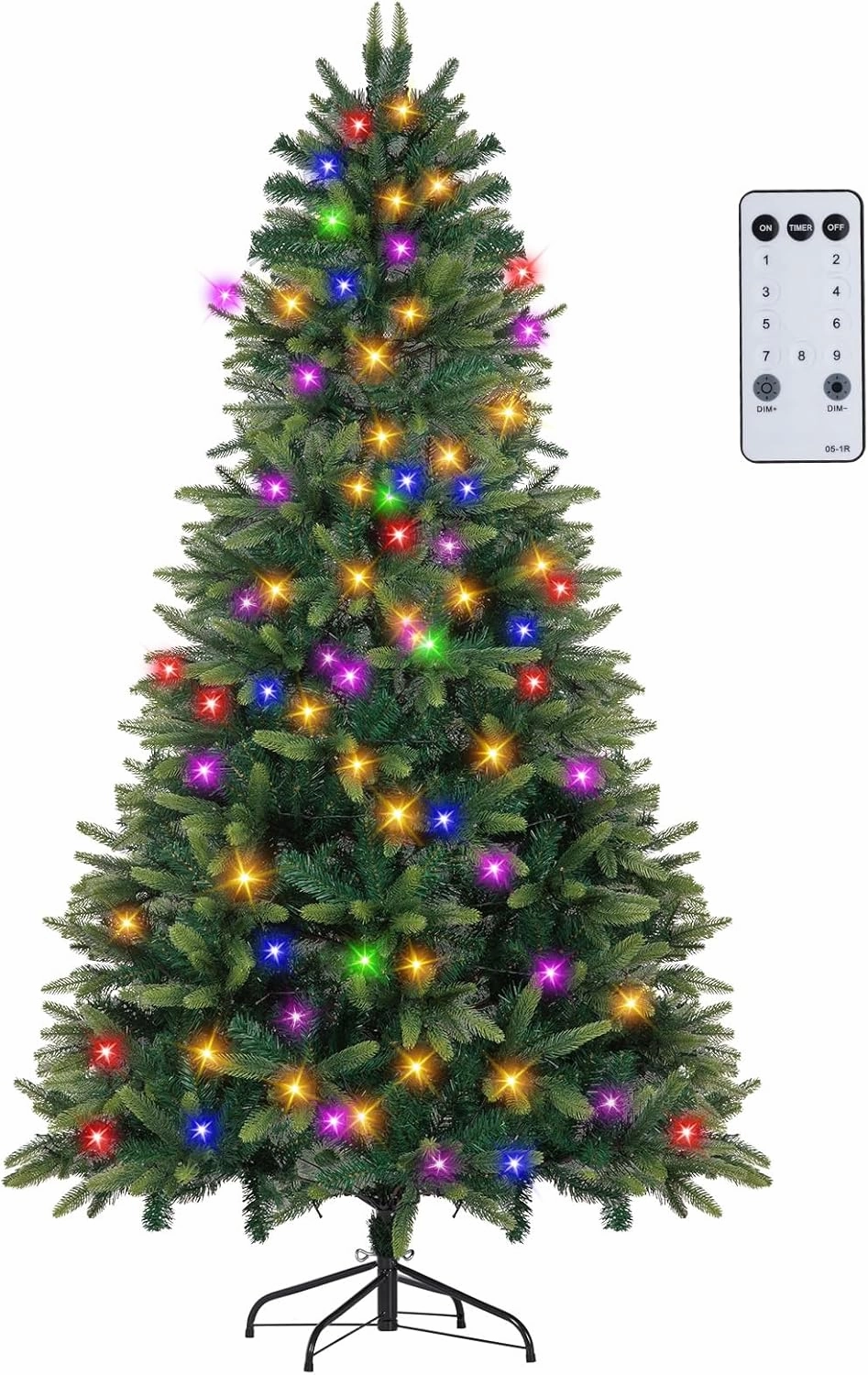 NALONE 7FT Pre-Lit Christmas Tree with Remote Control and Timer, Artificial Gradient Green Christmas Tree with 623 Tips, 400 Warm White/Multi-Color Lights, 9 Lighting Modes(Green Gradient Tree, 7 FT)