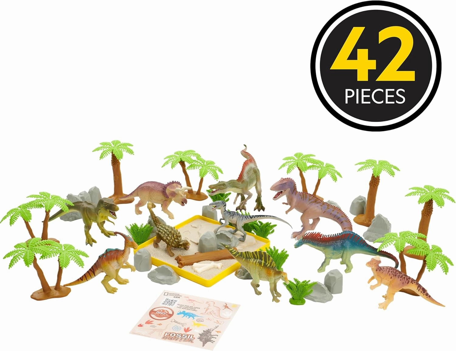 National Geographic Kids Tub of Realistic Dinosaur Toy Figures, Packaging from Recycled Material, Storage Container, Kids Toys for Ages 3 Up, Amazon Exclusive