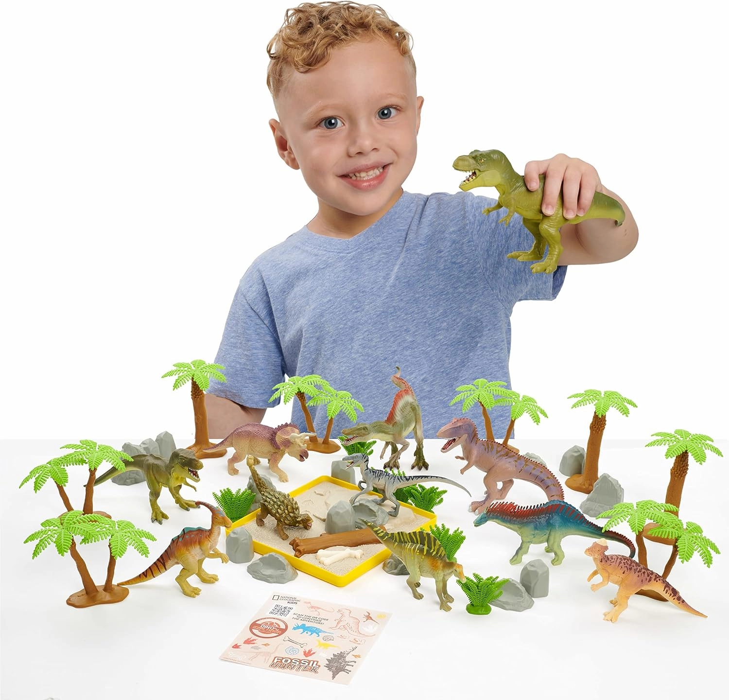 National Geographic Kids Tub of Realistic Dinosaur Toy Figures, Packaging from Recycled Material, Storage Container, Kids Toys for Ages 3 Up, Amazon Exclusive