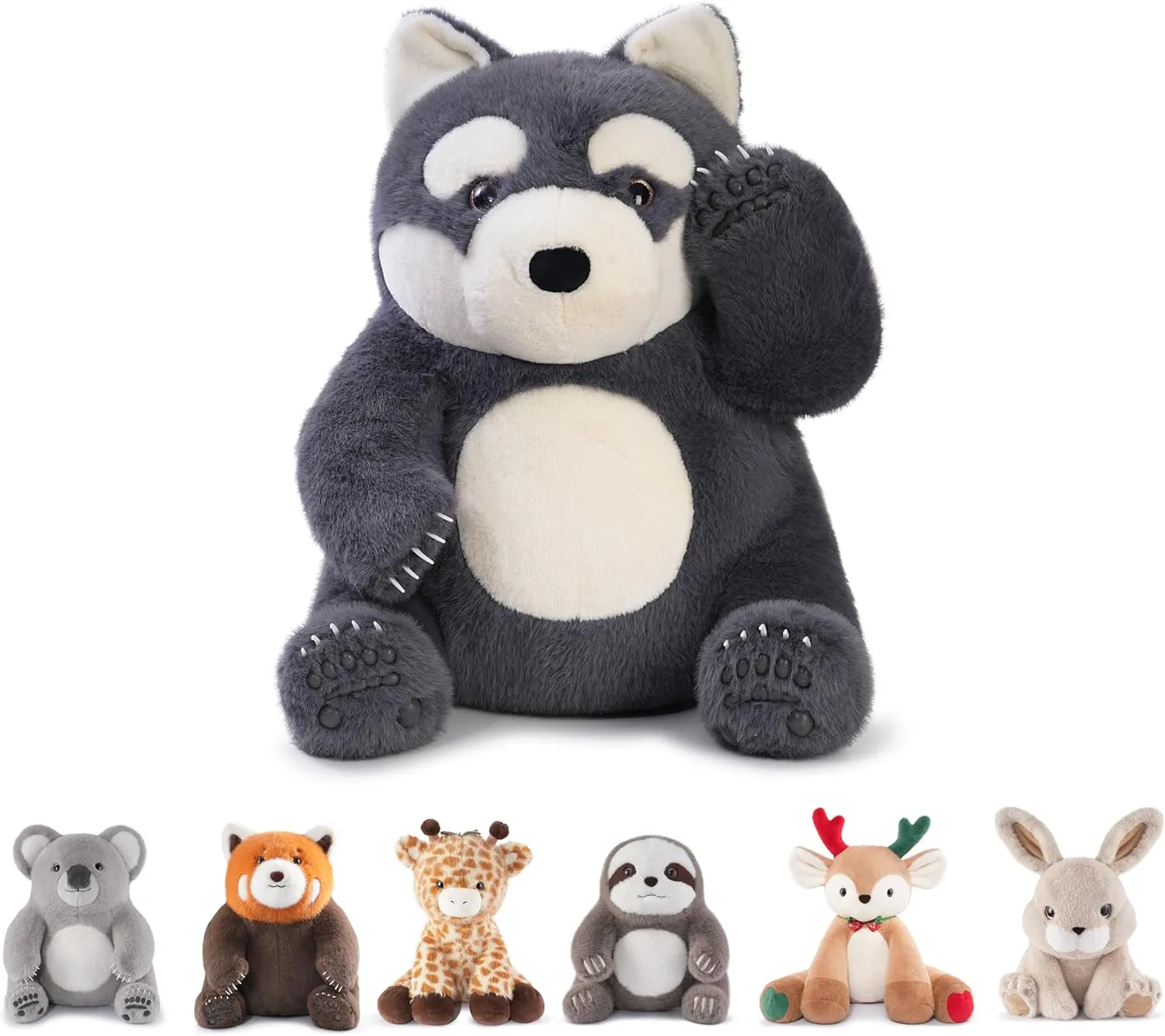 Niuniu Daddy 14" | 3.5 Pound Wolf Weighted Stuffed Animals, Giant Husky Pillowfort Lap Plush Toys for Kids Adults Baby, Large Cute Dog Puppy Body Pillow for Gift Present Birthday Christmas Holiday