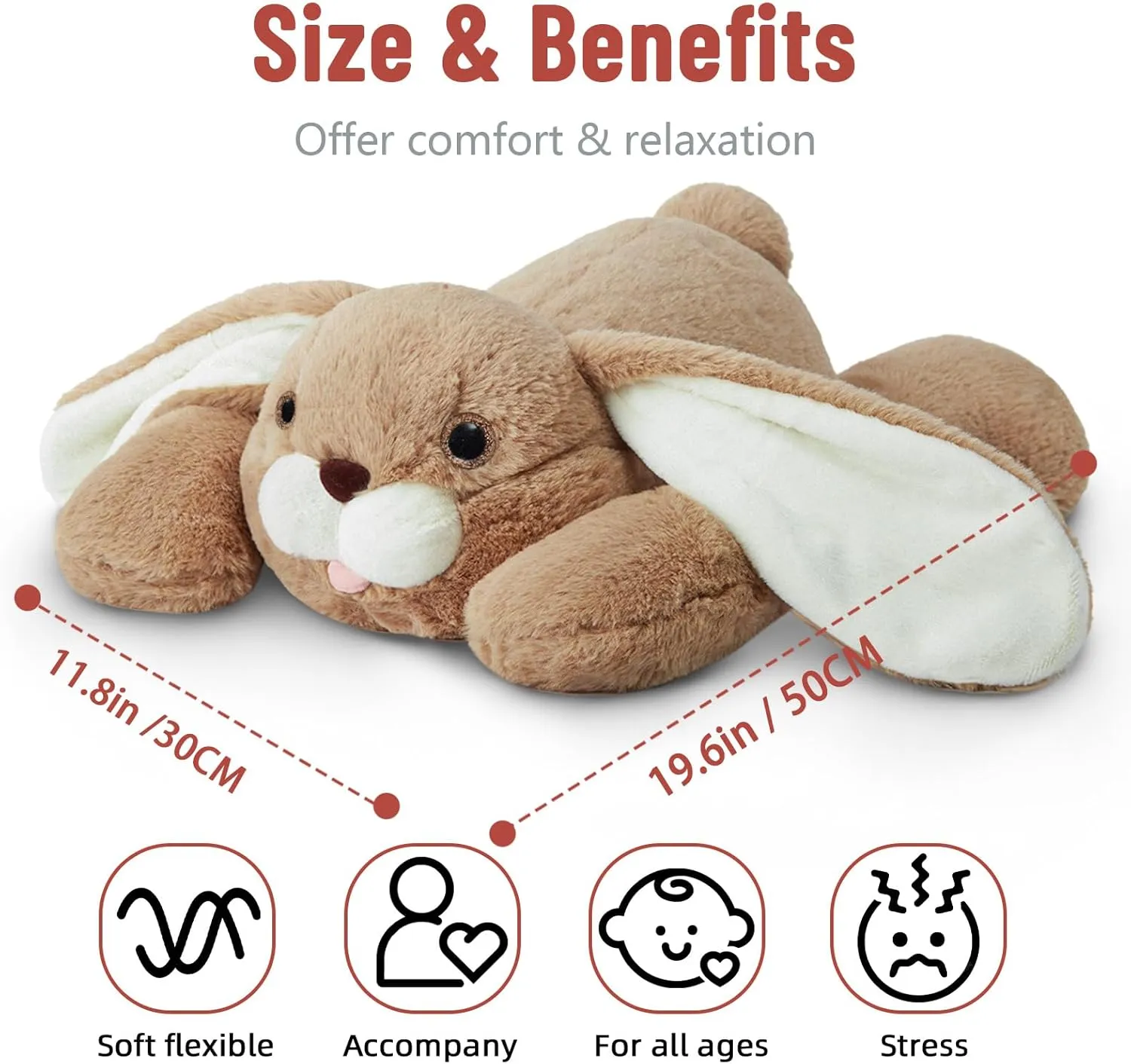 Niuniu Daddy 20" | 3.3 Pound Bunny Weighted Stuffed Animals for Kids Adults, Soft Rabbit Plush Animal Calming Toys for Sleeping, Cute Body Pillow for Presents Birthday Christmas Holiday Easter Gifts