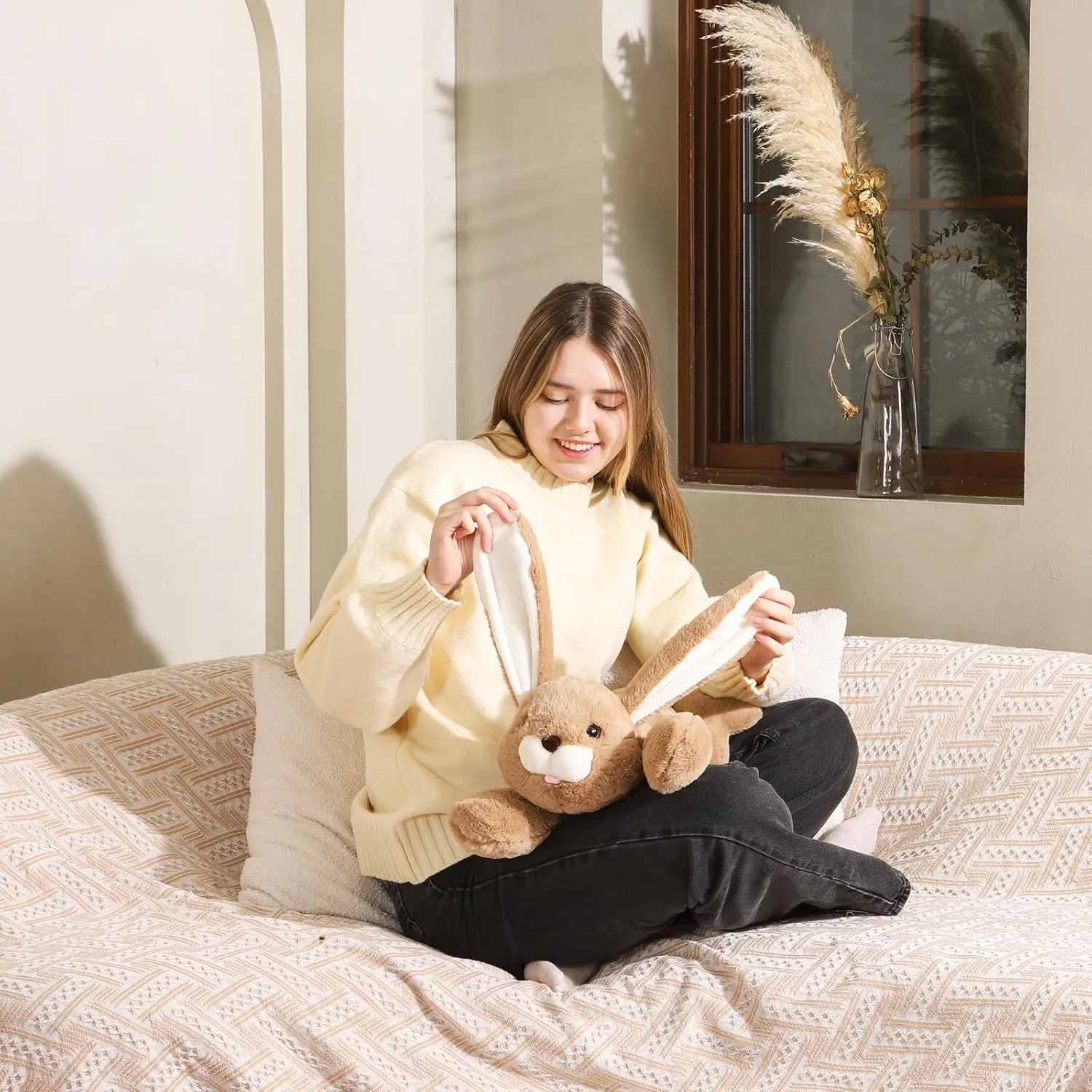 Niuniu Daddy 20" | 3.3 Pound Bunny Weighted Stuffed Animals for Kids Adults, Soft Rabbit Plush Animal Calming Toys for Sleeping, Cute Body Pillow for Presents Birthday Christmas Holiday Easter Gifts
