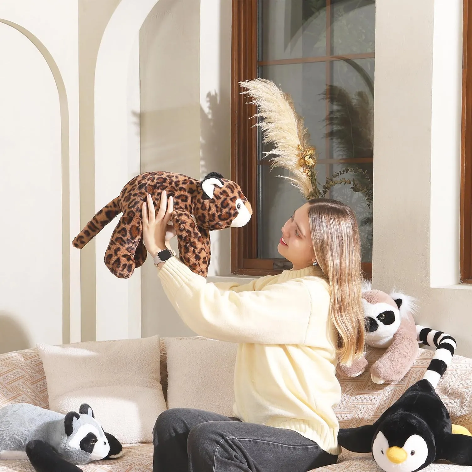 Niuniu Daddy 20" | 3.3 Pound Leopard Weighted Stuffed Animals for Kids Adults, Soft Leopard Weighted Beads for Stuffed Animals for Hugging, Cute Plush Toy for Gift Birthday Christmas Holiday Easter