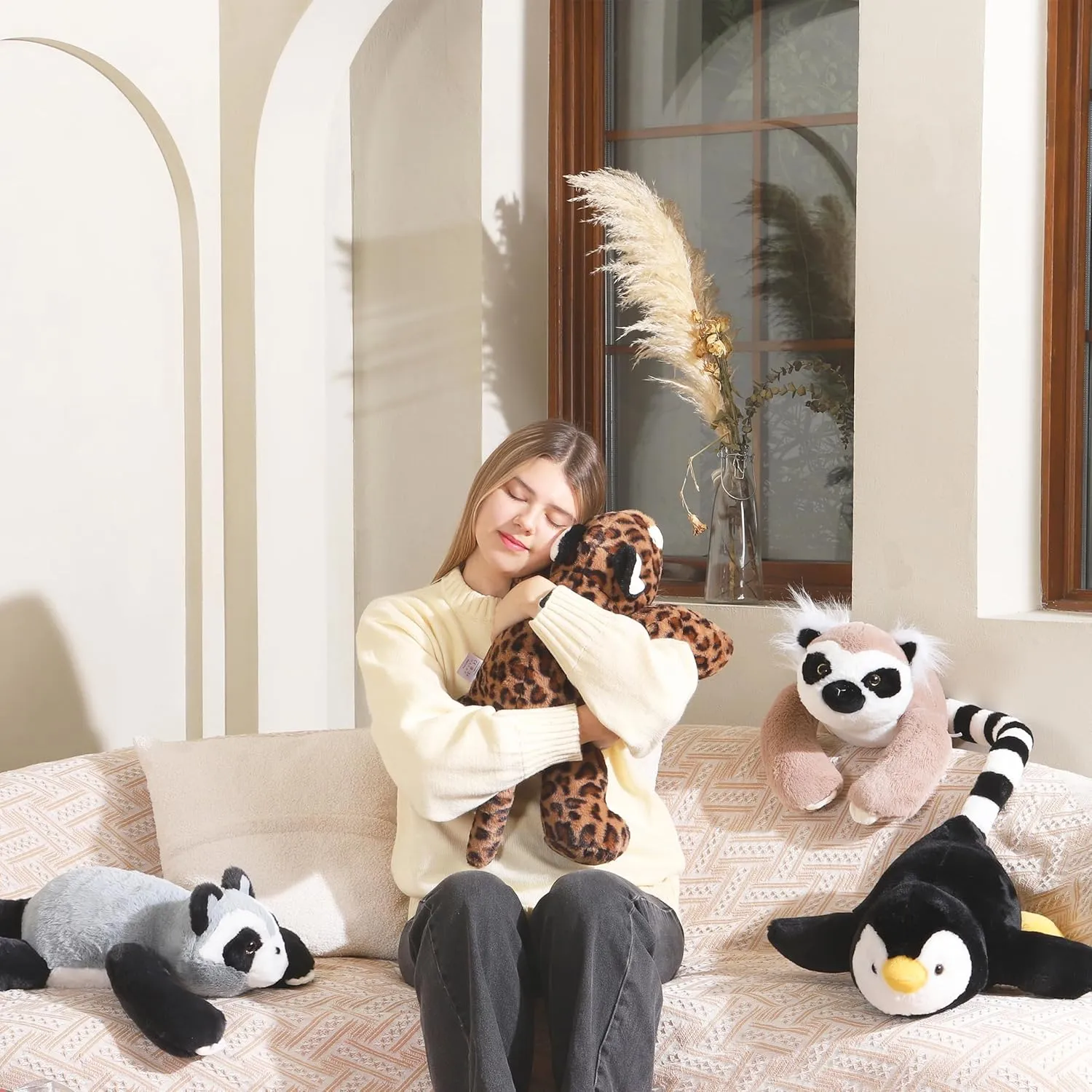 Niuniu Daddy 20" | 3.3 Pound Leopard Weighted Stuffed Animals for Kids Adults, Soft Leopard Weighted Beads for Stuffed Animals for Hugging, Cute Plush Toy for Gift Birthday Christmas Holiday Easter
