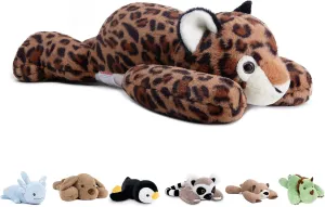 Niuniu Daddy 20" | 3.3 Pound Leopard Weighted Stuffed Animals for Kids Adults, Soft Leopard Weighted Beads for Stuffed Animals for Hugging, Cute Plush Toy for Gift Birthday Christmas Holiday Easter