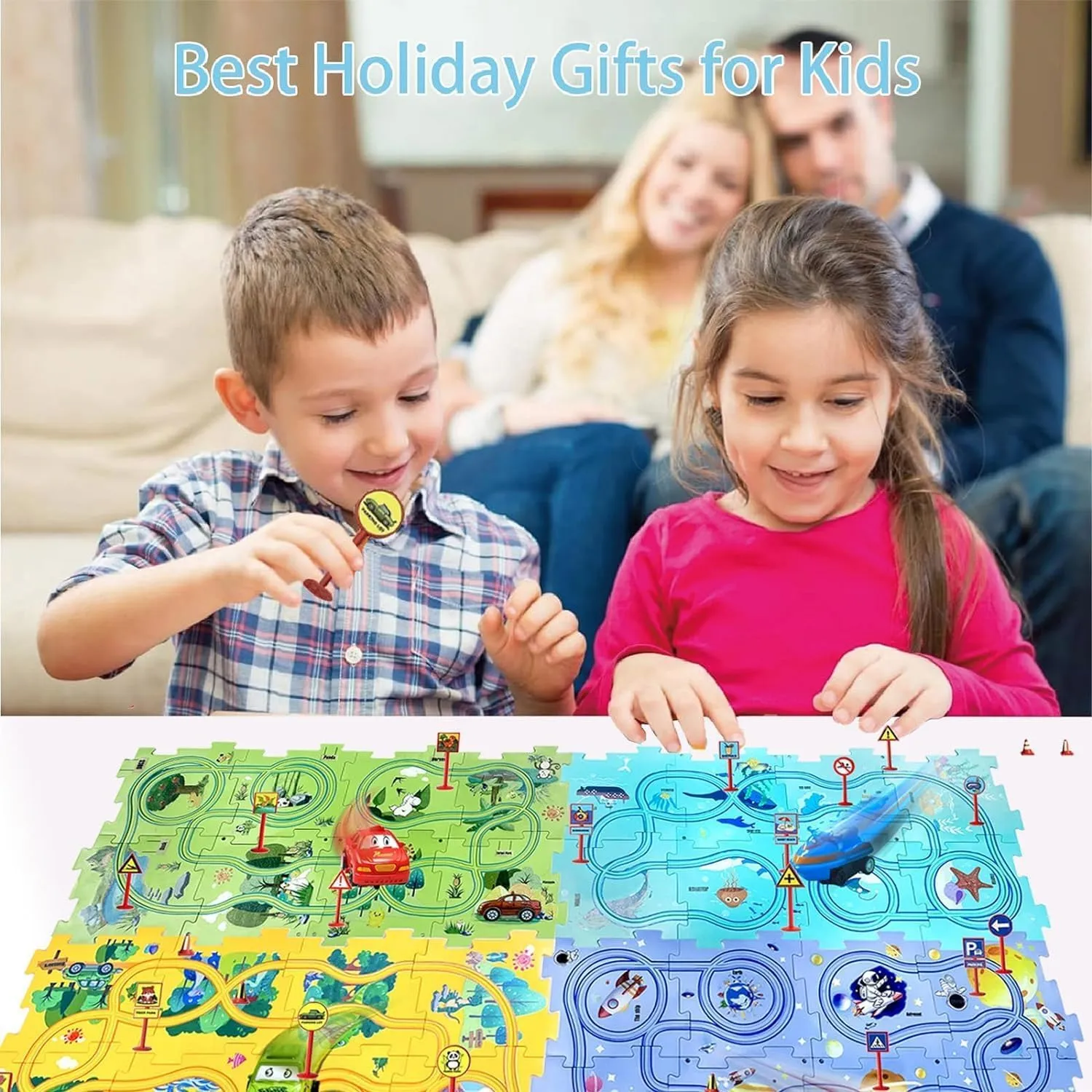 Nukids Puzzle Racer Kids Car Track Set,2025 New Christmas Puzzle Racer Kids Car Track Set 4 Series,Nu Kids Puzzle Racer Kids Car Track Set,Kids Ages 3  Boys and Girls (Space,25 Pcs)
