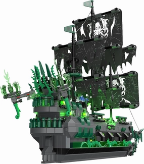 NUTCRACKER Pirate Ship Model Building Kits with LED Light, Ghost Ship Flying Dutchman Toy Building Set, Sailboat Model Home Easter Decor, Easter Birthday Gift for Adults Boys Girls（1100 Pieces）