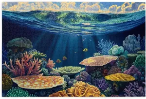 Oceanic Symphony 1000 Piece Puzzle For Adults, Artistic Wooden Puzzle With Multi-Layered Corals & Dynamic Fish Movements,Complete With Family And Friends,Every Piece Is Unique