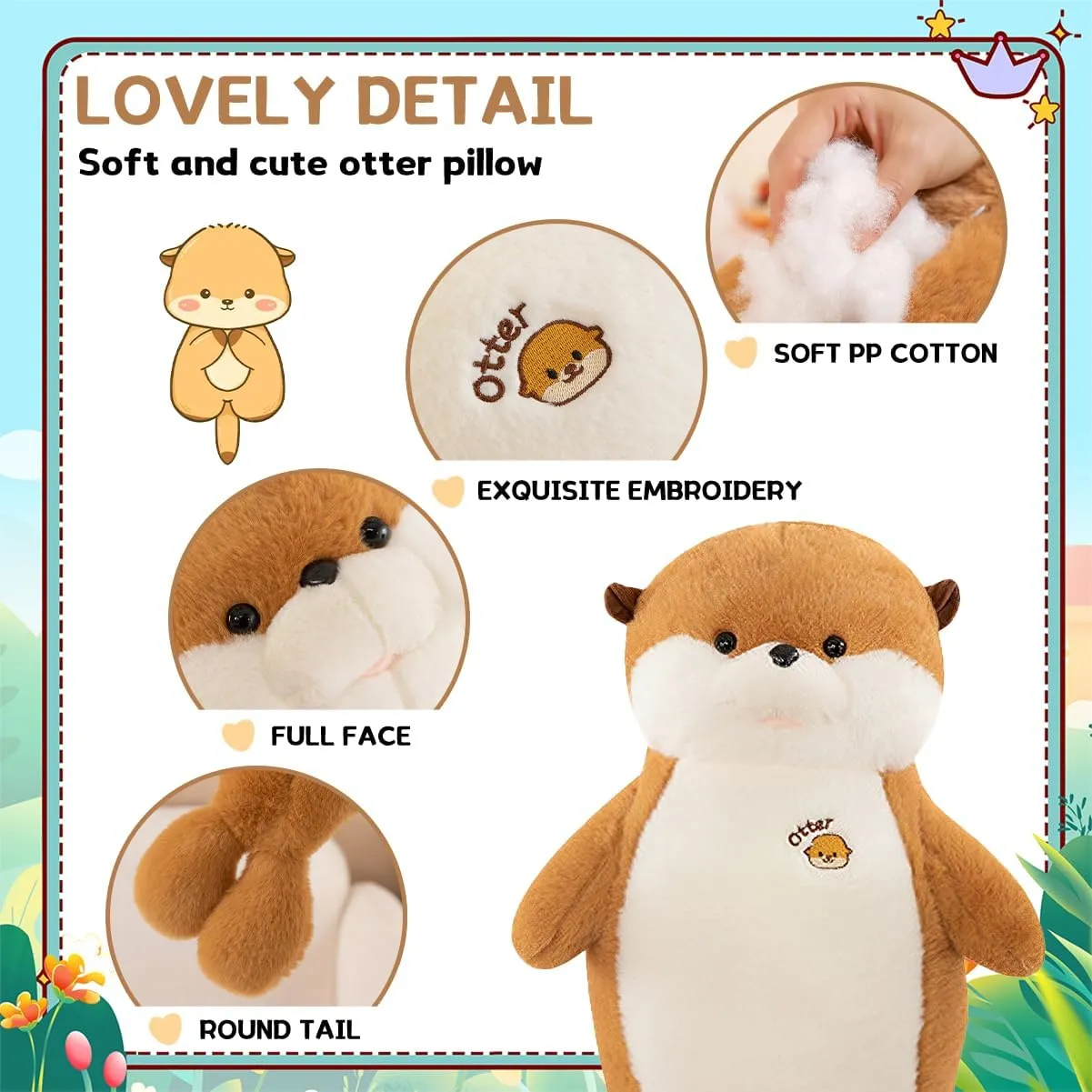 Otter Stuffed Animal 27.5" Big Stuffed Otter Plush Toy Cute Seal Plush Sea Otter Animal Plushies Decor Birthday Gift for Kids Girlfriend Yellow
