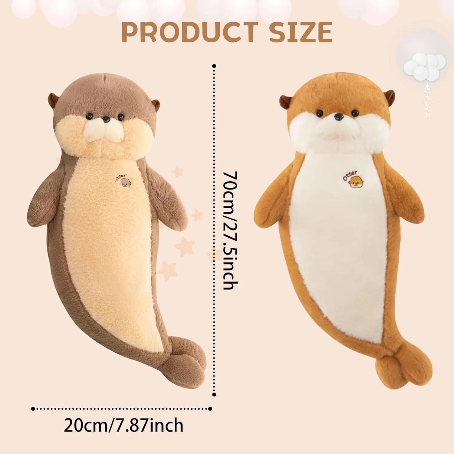 Otter Stuffed Animal 27.5" Big Stuffed Otter Plush Toy Cute Seal Plush Sea Otter Animal Plushies Decor Birthday Gift for Kids Girlfriend Yellow