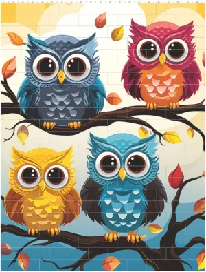 Owls On Tree Branches Building Block Puzzle Personalized Building Bricks for Adults Square Shaped Block Puzzle Building Brick Block Puzzles Valentine's Day Gifts for Home Decor Brick Puzzle