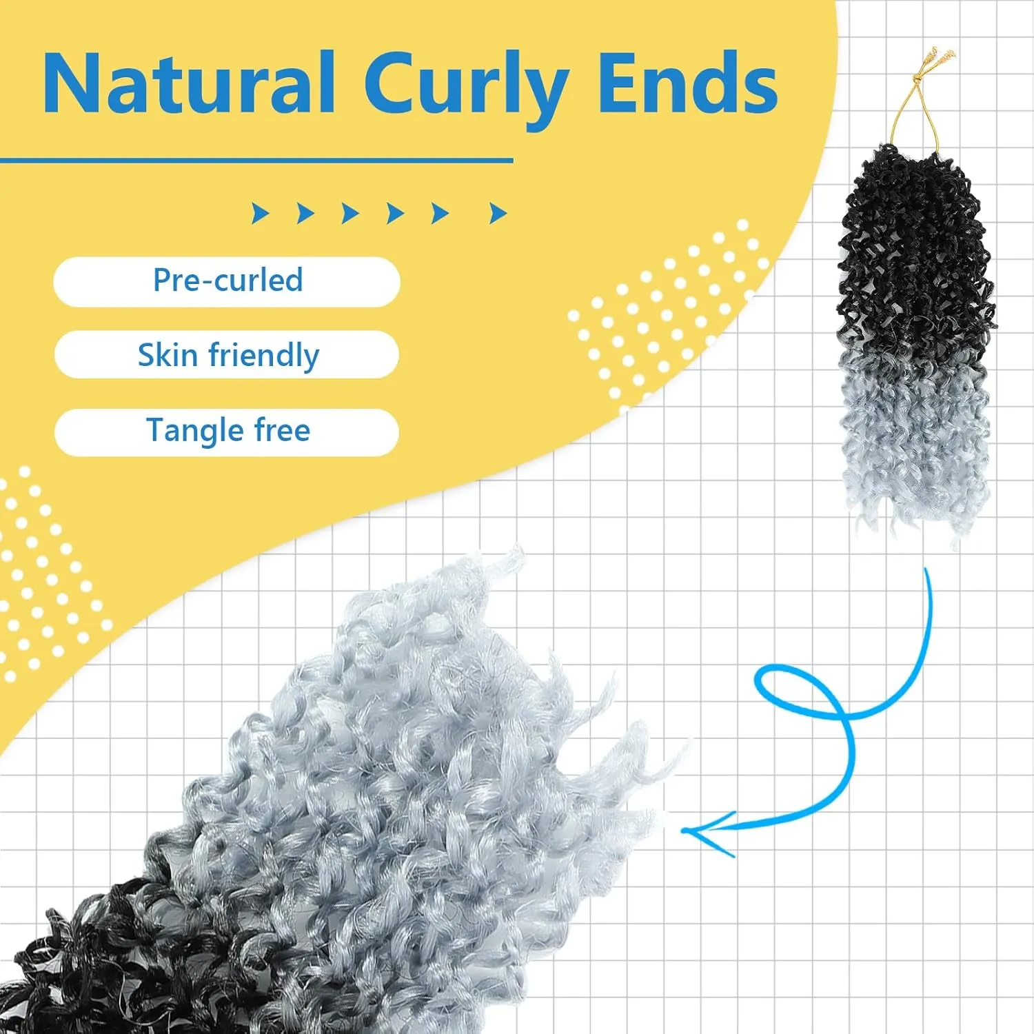 Passion Twsit Hair 14 Inch - 1B/Silver Yankee Twist Crochet Hair 10Packs Passion Twist Braiding Hair Prelooped Mini Spring Twist Crochet Hair for Black Women(14 Inch,1B/Silver)