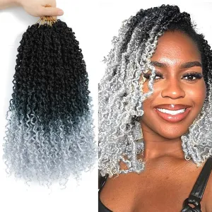 Passion Twsit Hair 14 Inch - 1B/Silver Yankee Twist Crochet Hair 10Packs Passion Twist Braiding Hair Prelooped Mini Spring Twist Crochet Hair for Black Women(14 Inch,1B/Silver)