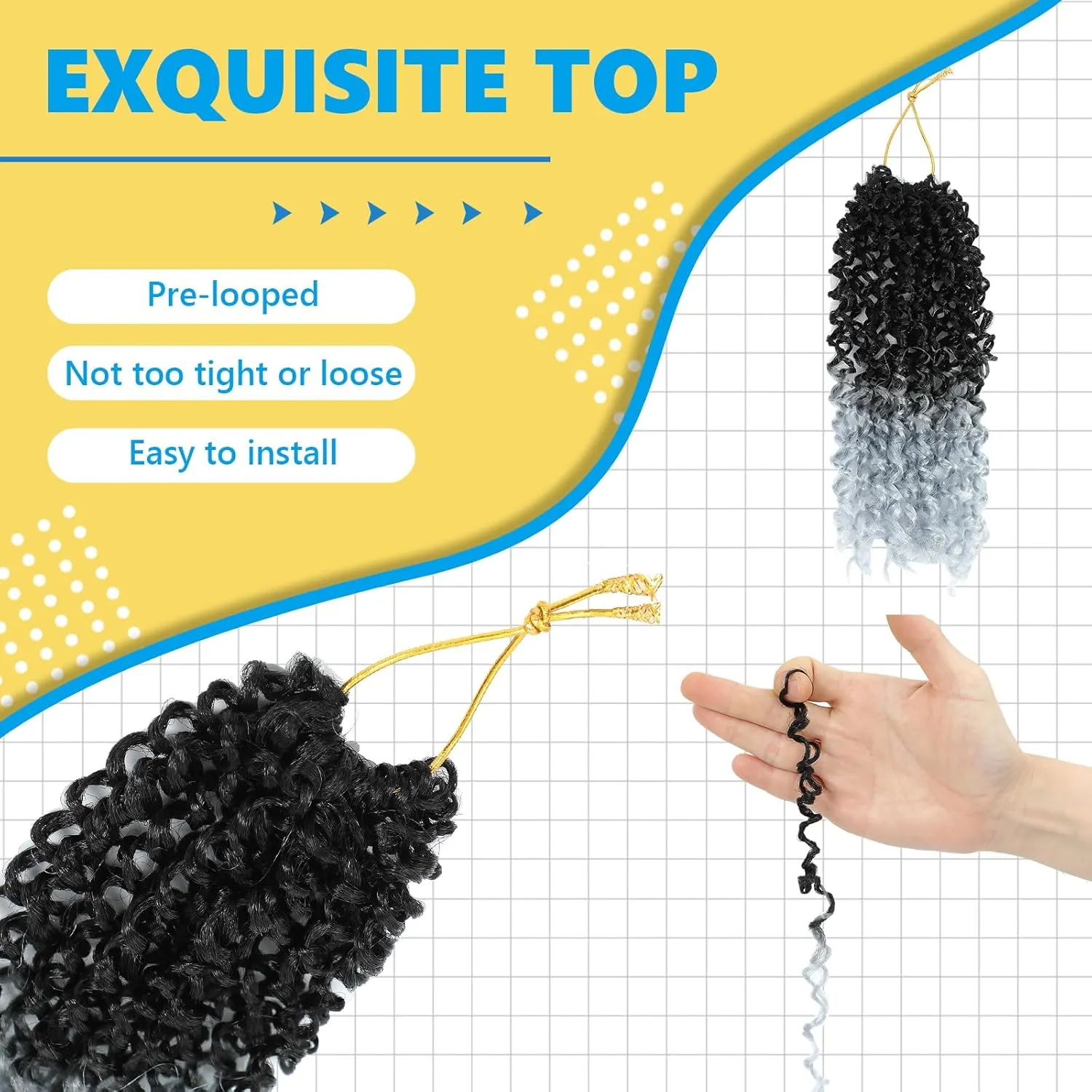 Passion Twsit Hair 14 Inch - 1B/Silver Yankee Twist Crochet Hair 10Packs Passion Twist Braiding Hair Prelooped Mini Spring Twist Crochet Hair for Black Women(14 Inch,1B/Silver)