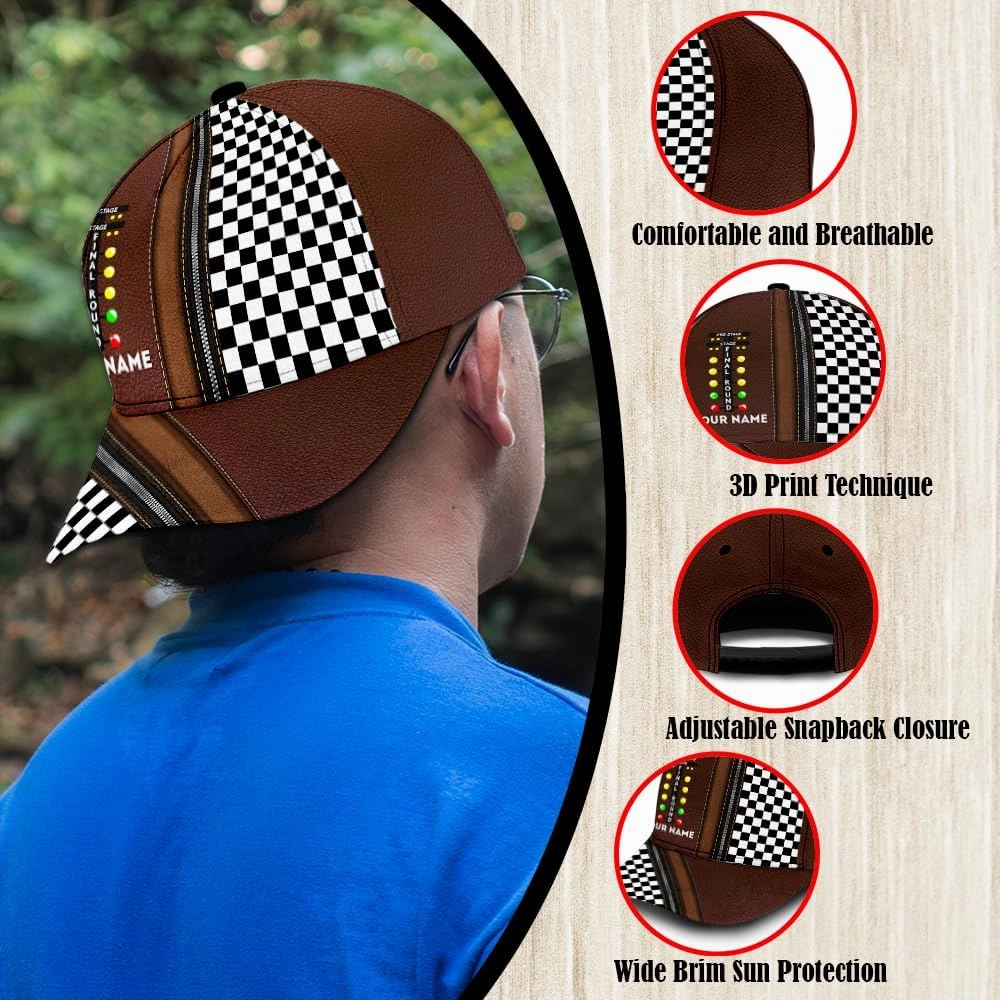 Personalized Car Racing Flag Baseball Cap, Racing Hat, Sports Racing Hats Racing Lover Caps Adjustable Hats for Men Women