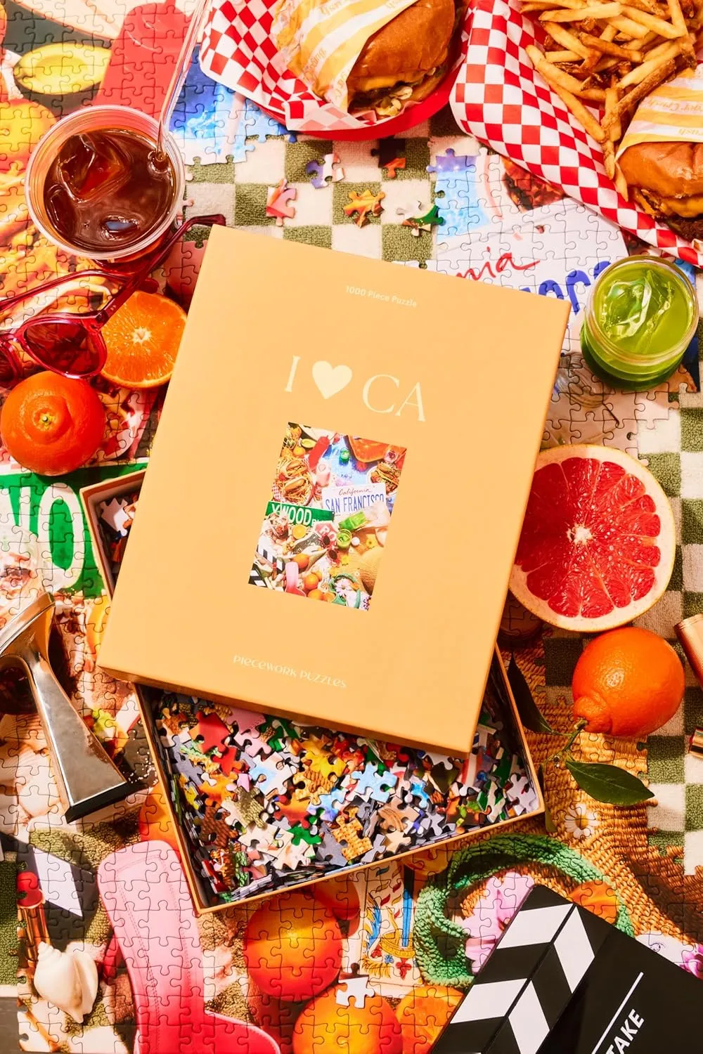 Piecework I Love CA 1000 Piece Puzzle for Adults, Challenging Jigsaw with California Inspired Imagery, Soft-Touch Puzzle Gift - 19.25 x 26.6 inches