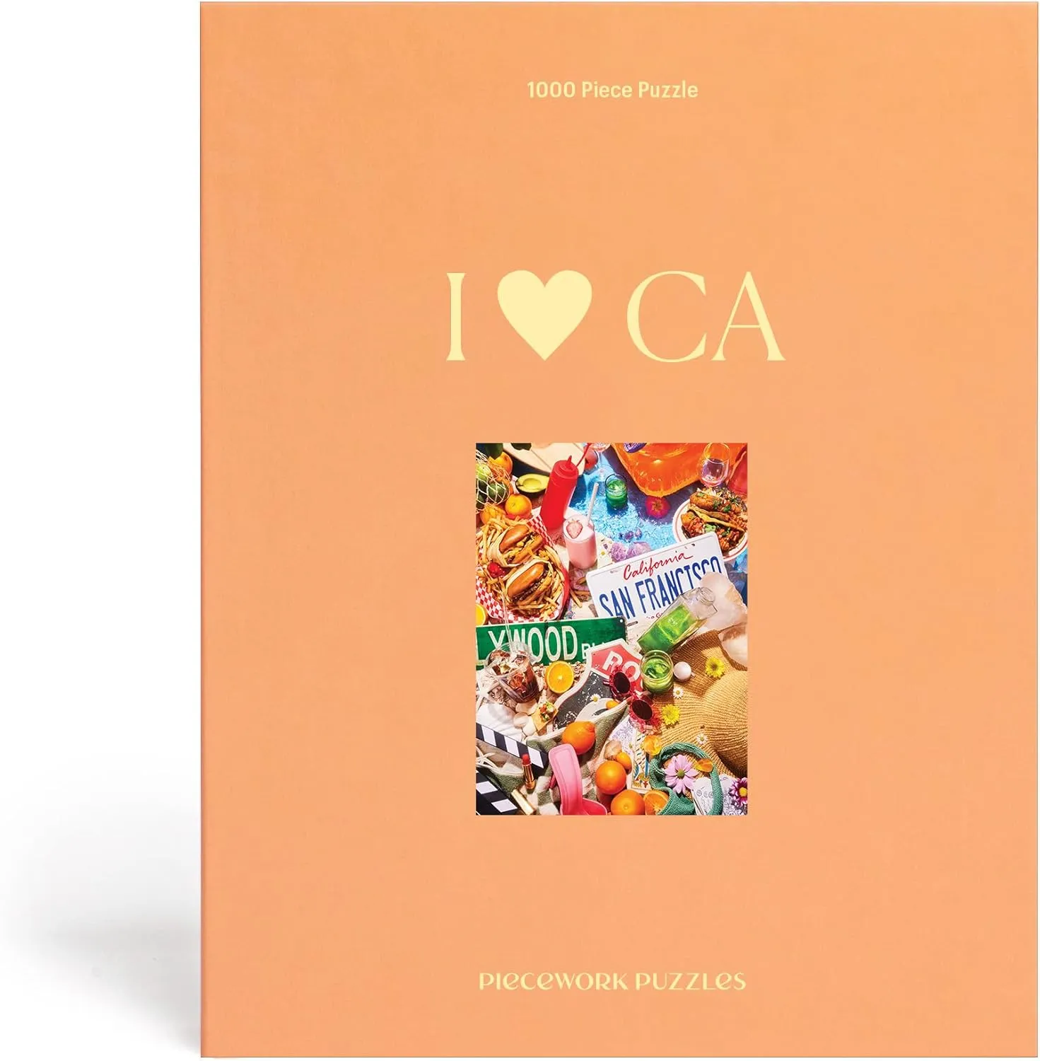Piecework I Love CA 1000 Piece Puzzle for Adults, Challenging Jigsaw with California Inspired Imagery, Soft-Touch Puzzle Gift - 19.25 x 26.6 inches