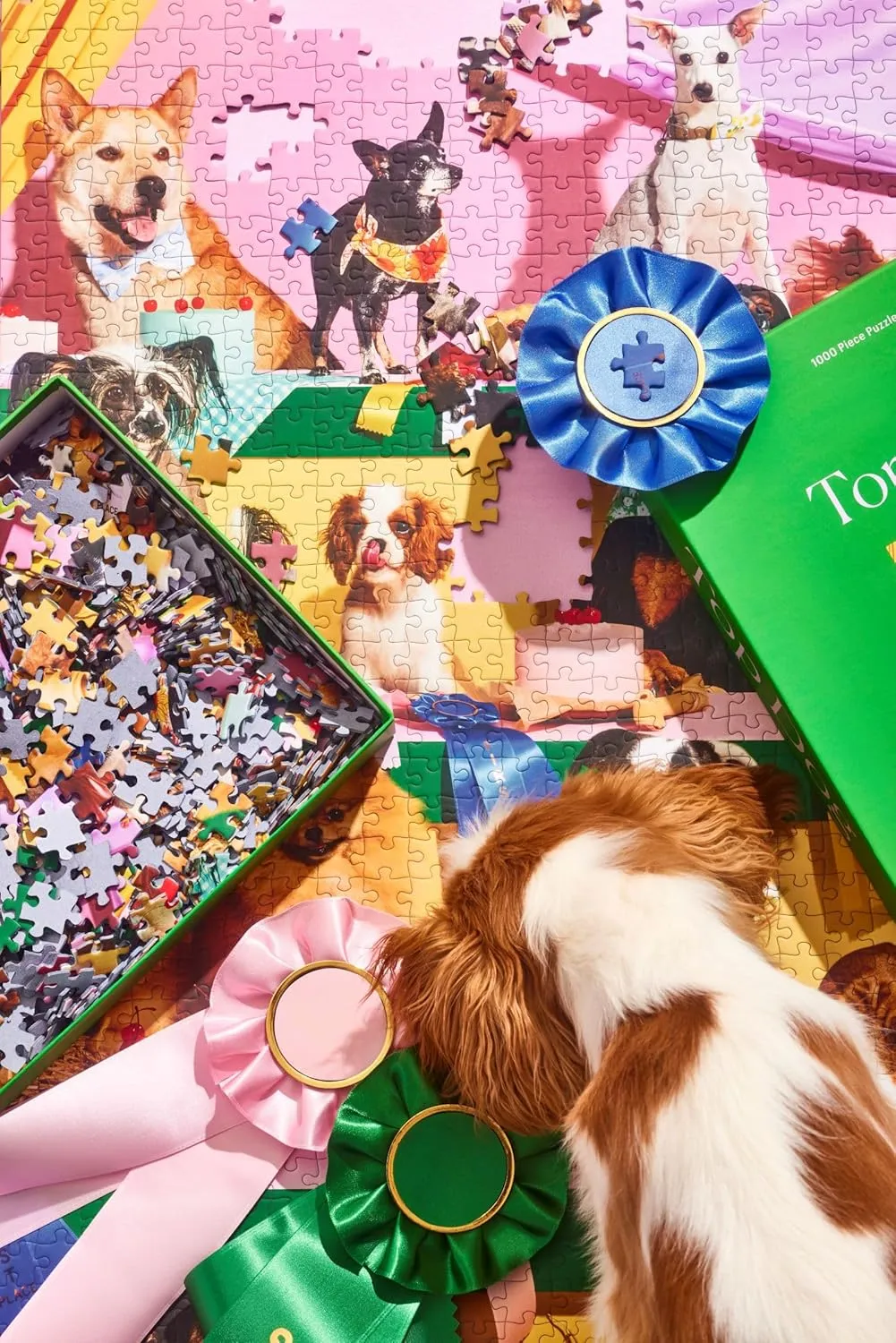 Piecework Top Dog 1000 Piece Puzzle for Adults, Challenging Jigsaw with Dogs and Baked Desserts Imagery, Soft-Touch Puzzle Gift - 19.25 x 26.6 inches