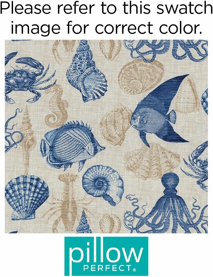 Pillow Perfect Outdoor/Indoor Throw Pillows, Accent - 16.5" x 16.5", Blue Sealife Marine 2 Count