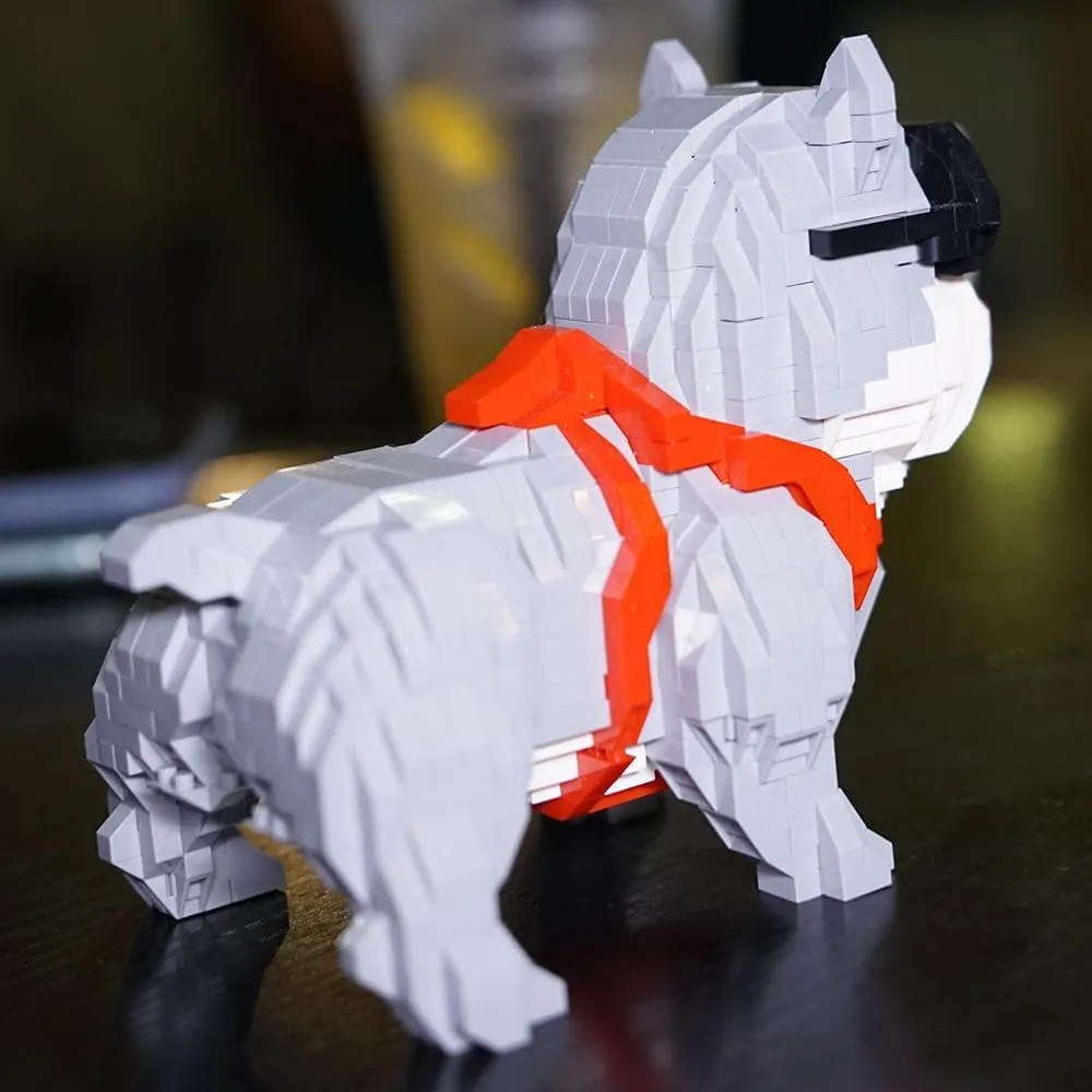 Pitbull Building Blocks, Cool Gray Dog Micro Building Blocks, Mini Bricks Building Sets Dog, Mini Dog Building Blocks for Adult & Boys & Girls (Dog - 998Pcs)