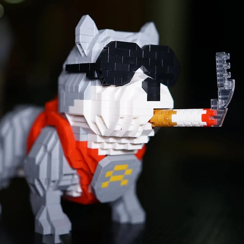 Pitbull Building Blocks, Cool Gray Dog Micro Building Blocks, Mini Bricks Building Sets Dog, Mini Dog Building Blocks for Adult & Boys & Girls (Dog - 998Pcs)