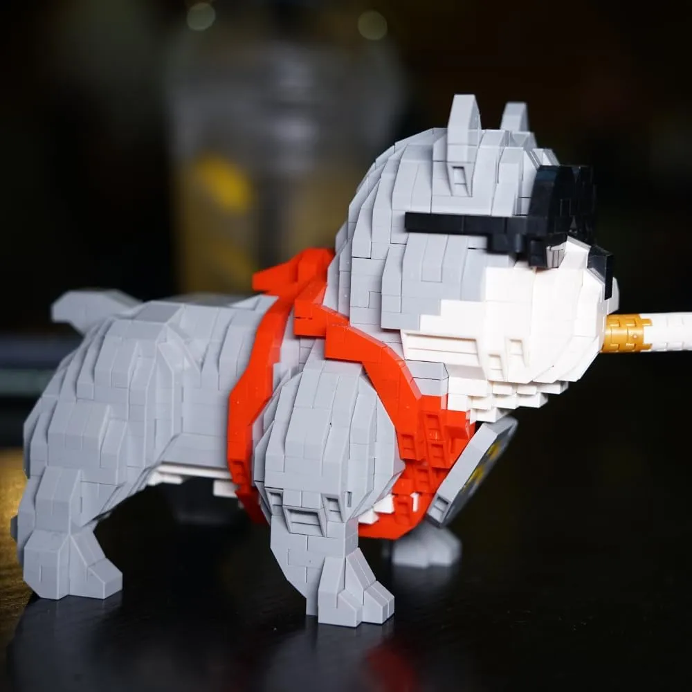 Pitbull Building Blocks, Cool Gray Dog Micro Building Blocks, Mini Bricks Building Sets Dog, Mini Dog Building Blocks for Adult & Boys & Girls (Dog - 998Pcs)