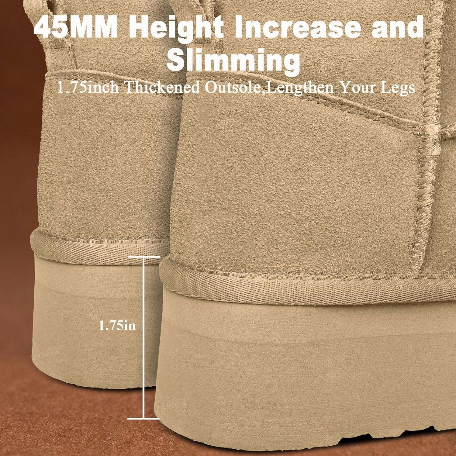 Platform Mini Boots for Women Suede Upper Winter Boots Warm Fur Fleece Lined Anti-Slip Sole Short Ankle Snow Boots for Indoor & Outdoor