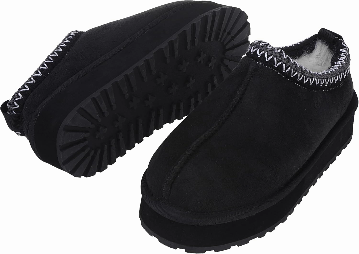Platform Slippers, Mini Boots for Women Indoor Outdoor Anti-slip Slippers Womens Warm Fleece Lining Suede Leather Ankle Boots Slip On Hoese Shoes