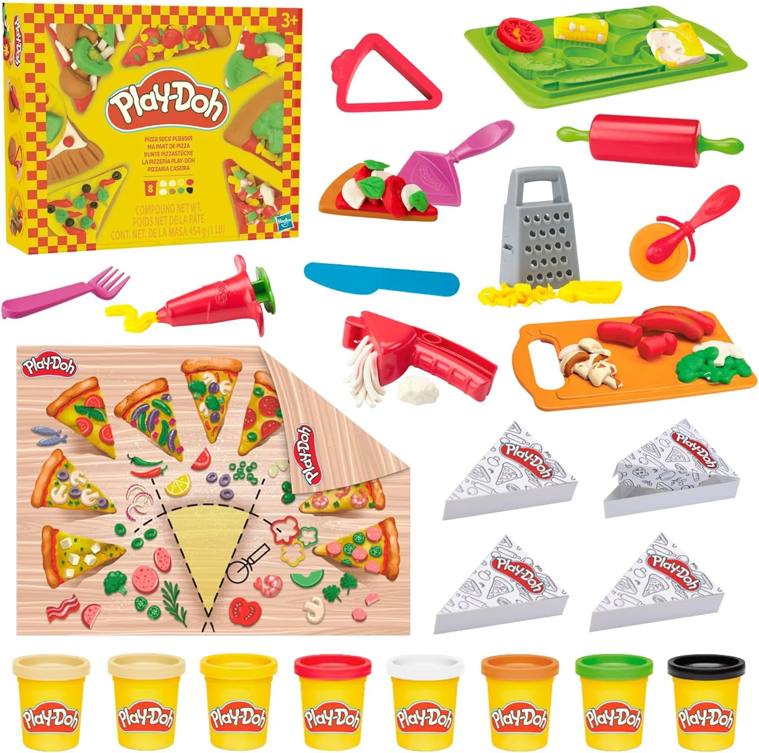 PLAY-DOH Pizza Slice Playset, Play Food Kitchen Toys for Kids, Arts & Crafts for Boys & Girls 3  (Amazon Exclusive)