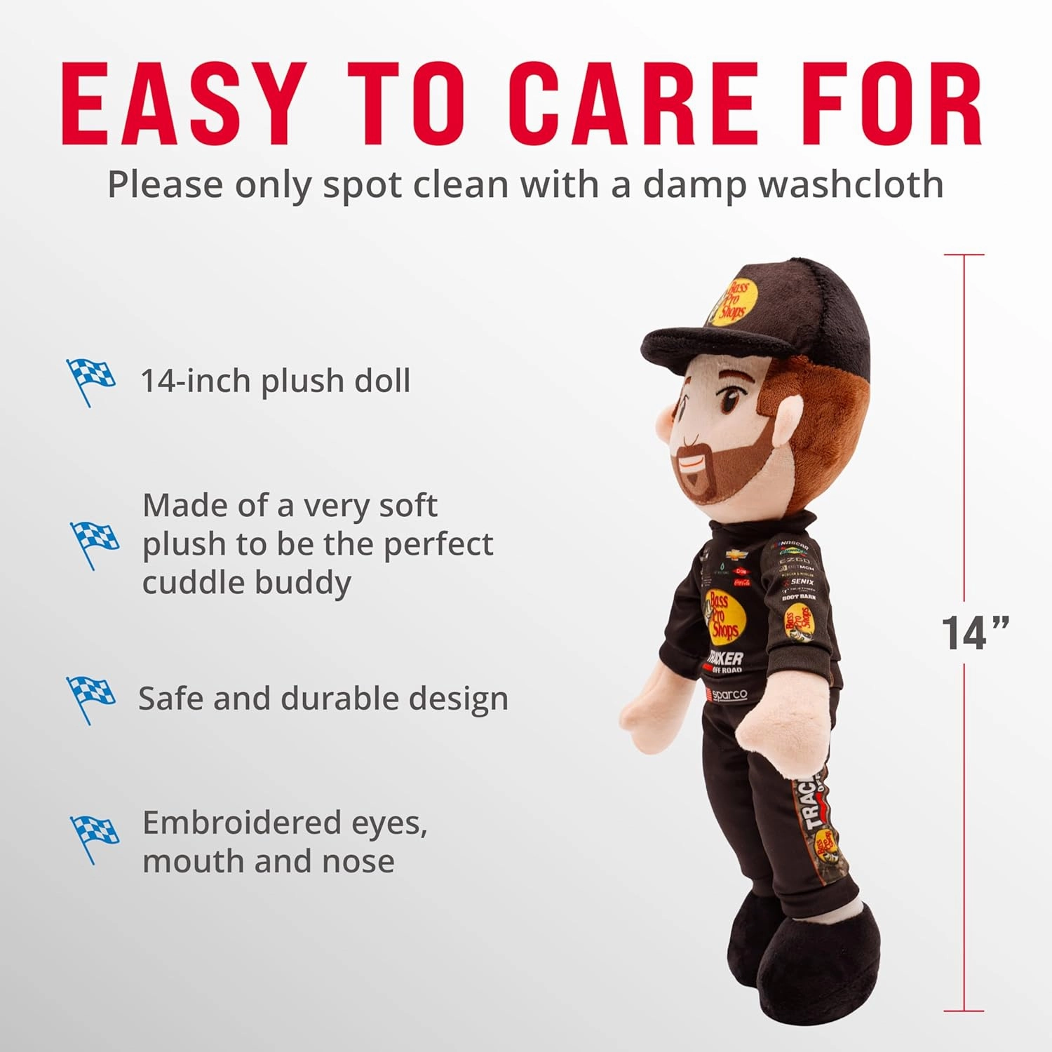 Playtime by Eimmie Plushible NASCAR Richard Childress Racing Austin Dillon Bass Pro 14 Inch Plush Figure