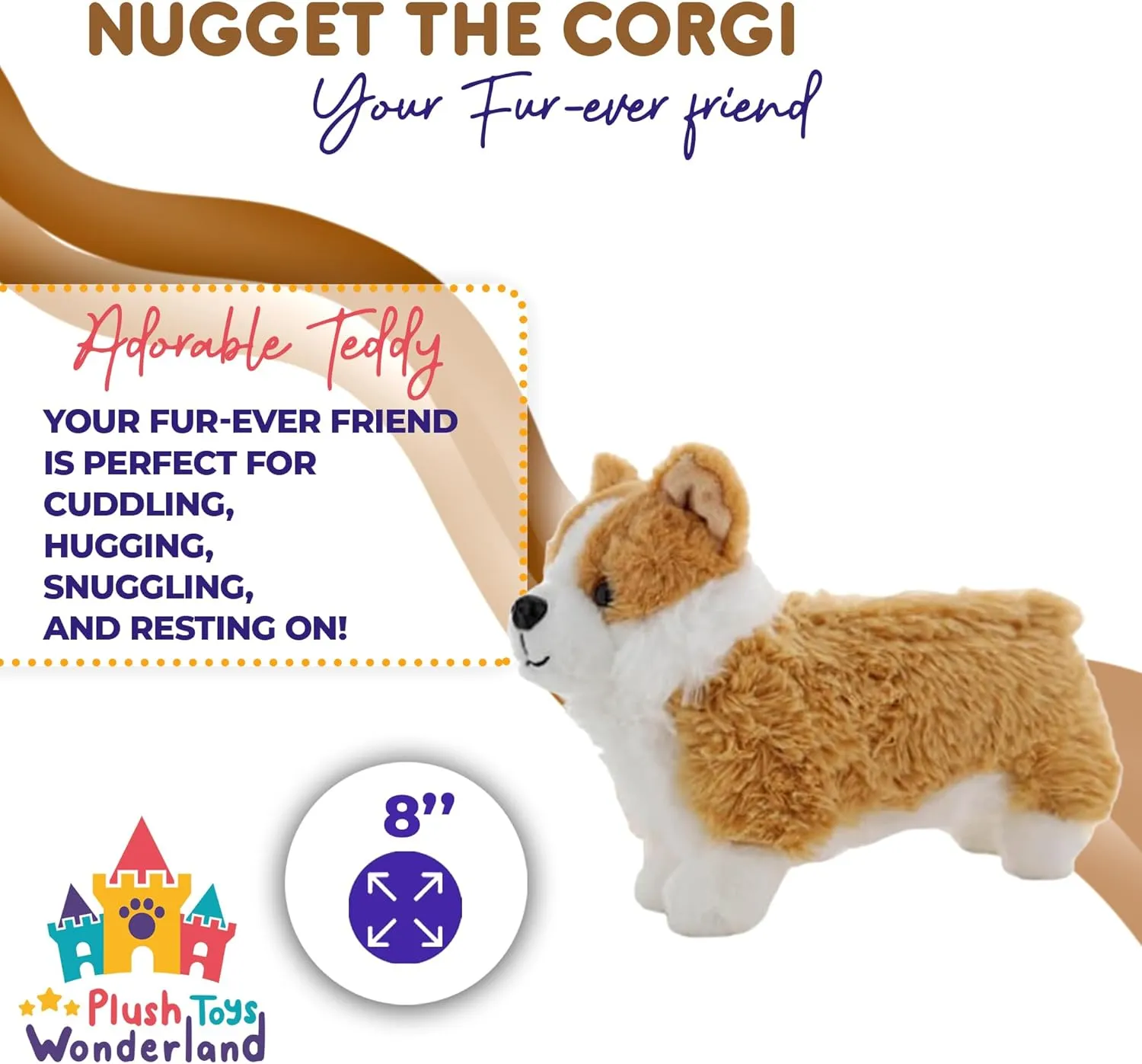 Plush Toys Wanderland Nugget The Corgi 8 inch Stuffed Animal Soft Dog Toy Kawaii Cute Puppy Plushie for Kids Toddlers Girls Boys Birthday Cuddly Pet Doll