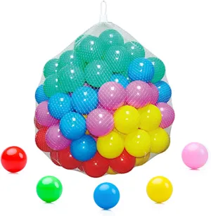 POCO DIVO 100 Ball Pit Balls, 2.4" Crushproof Color Inflatable Funball, Phthalate-BPA-Free Plastic Ocean Pool, Baby Toddler Kids Pets Game, Bath Toss Play Tent Playpen, Durable Easy Clean Magic Toy