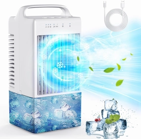 Portable Air Conditioners，Portable AC Small Air Conditioner Fan, Quiet Mini Evaporative Cooler with Handle,2/4H Timer 3 Speeds,Mini Air Conditioner with 7 Color for Home, Bedroom, Office, and Outdoor