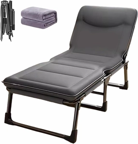 Portable Folding Bed for Adults Four Speed Adjustment Camping Cot for Adults with 3D Headrest Portable Folding Bed for Sleeping 160 kg Load Capacity(Gray D,190 * 70 * 30cm)